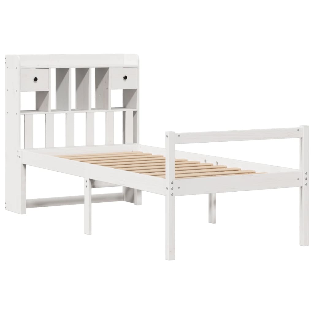 Bed met boekenkast zonder matras grenenhout wit 90x190 cm is nu te koop bij PeponiXL, paradijselijk wonen!
