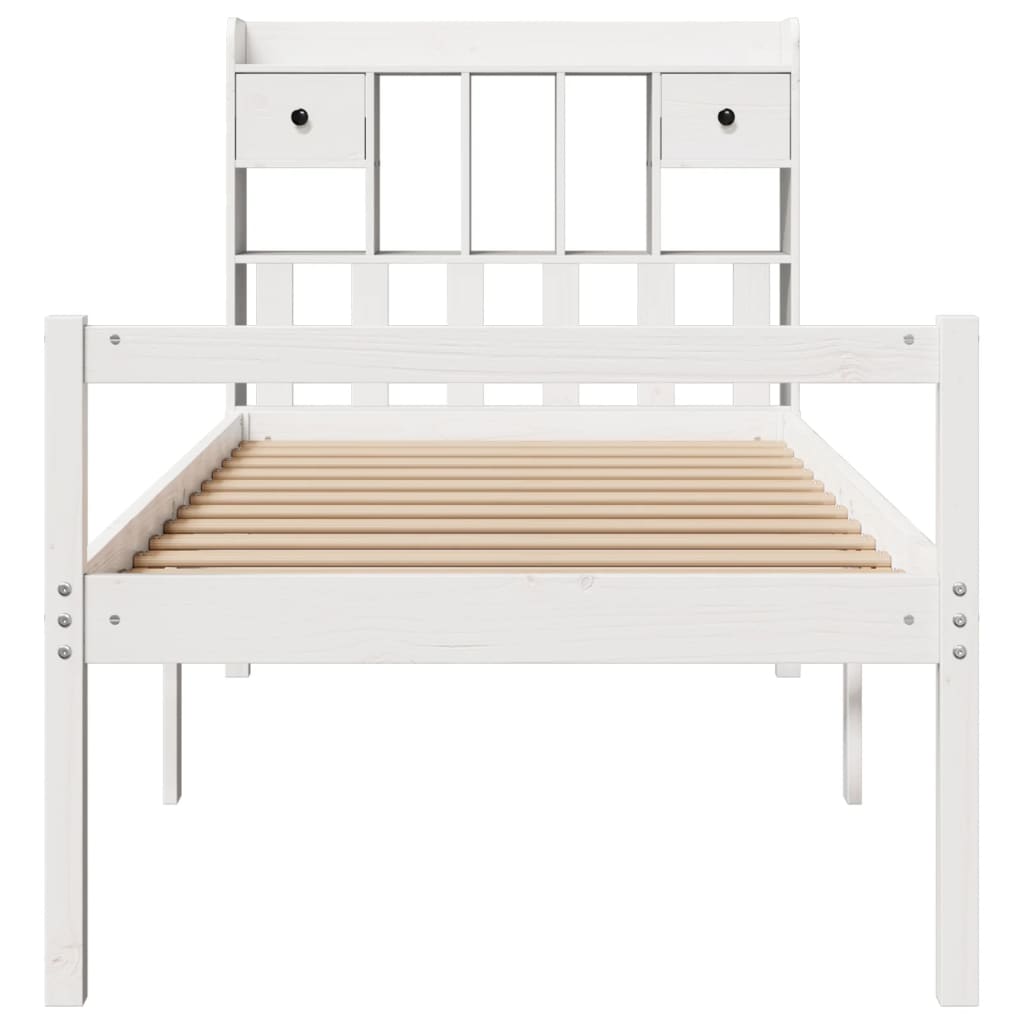 Bed met boekenkast zonder matras grenenhout wit 90x190 cm is nu te koop bij PeponiXL, paradijselijk wonen!