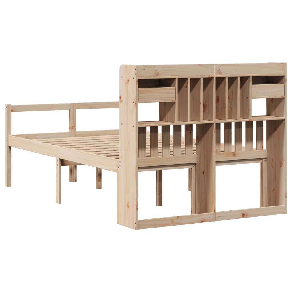 Bed met boekenkast zonder matras massief grenenhout 135x190 cm is nu te koop bij PeponiXL, paradijselijk wonen!