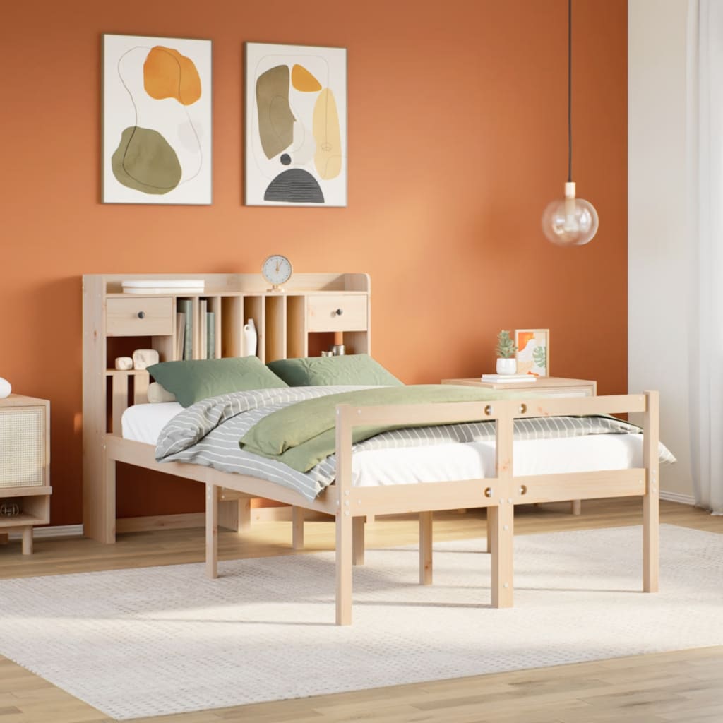 Bed met boekenkast zonder matras massief grenenhout 135x190 cm is nu te koop bij PeponiXL, paradijselijk wonen!