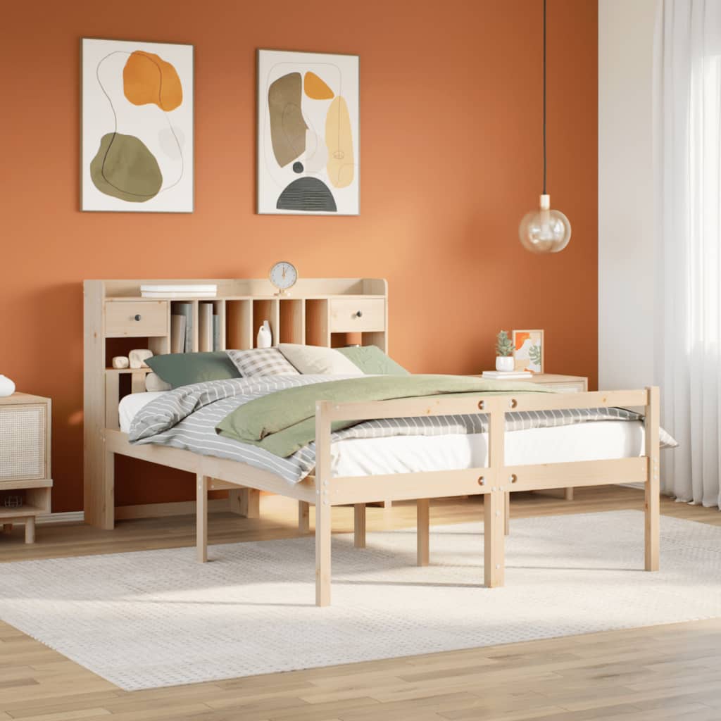 Bed met boekenkast zonder matras massief grenenhout 140x190 cm is nu te koop bij PeponiXL, paradijselijk wonen!