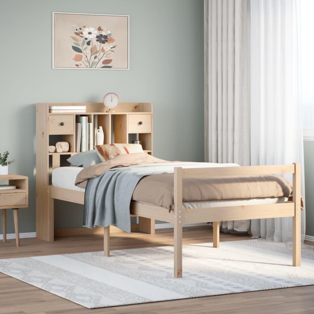 Bed met boekenkast zonder matras massief grenenhout 90x200 cm is nu te koop bij PeponiXL, paradijselijk wonen!