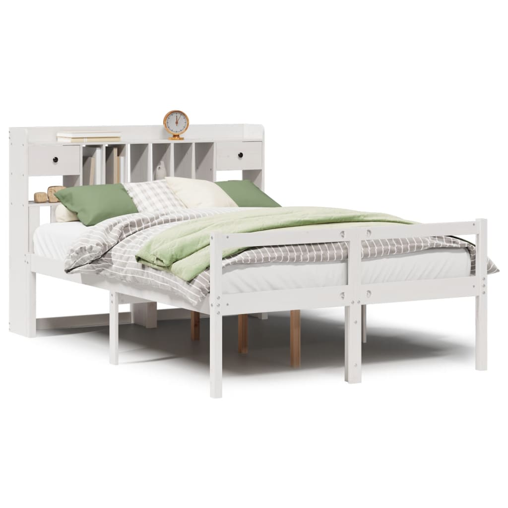 Bed met boekenkast zonder matras grenenhout wit 150x200 cm is nu te koop bij PeponiXL, paradijselijk wonen!