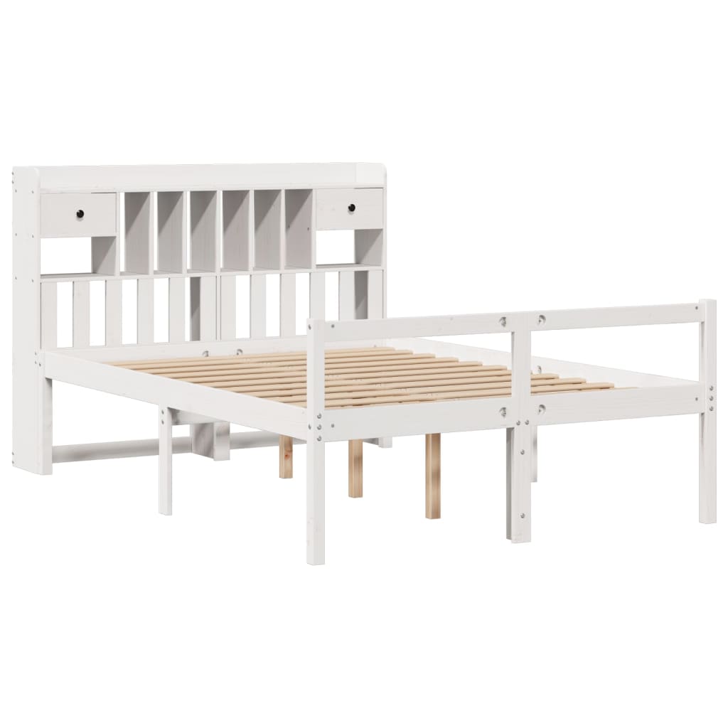 Bed met boekenkast zonder matras grenenhout wit 150x200 cm is nu te koop bij PeponiXL, paradijselijk wonen!