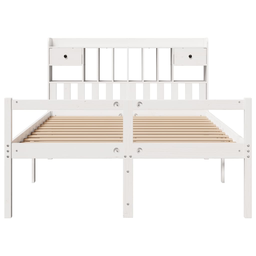 Bed met boekenkast zonder matras grenenhout wit 150x200 cm is nu te koop bij PeponiXL, paradijselijk wonen!