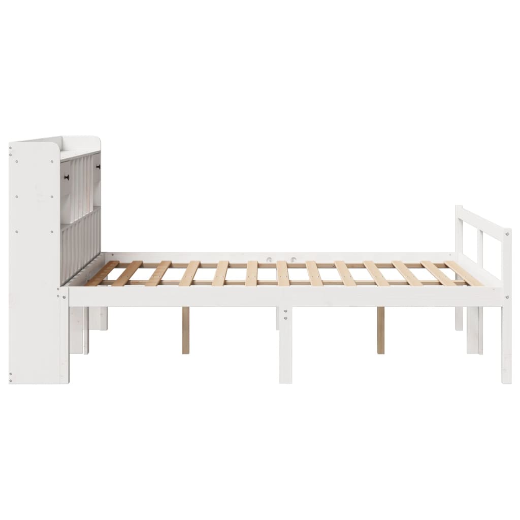 Bed met boekenkast zonder matras grenenhout wit 150x200 cm is nu te koop bij PeponiXL, paradijselijk wonen!