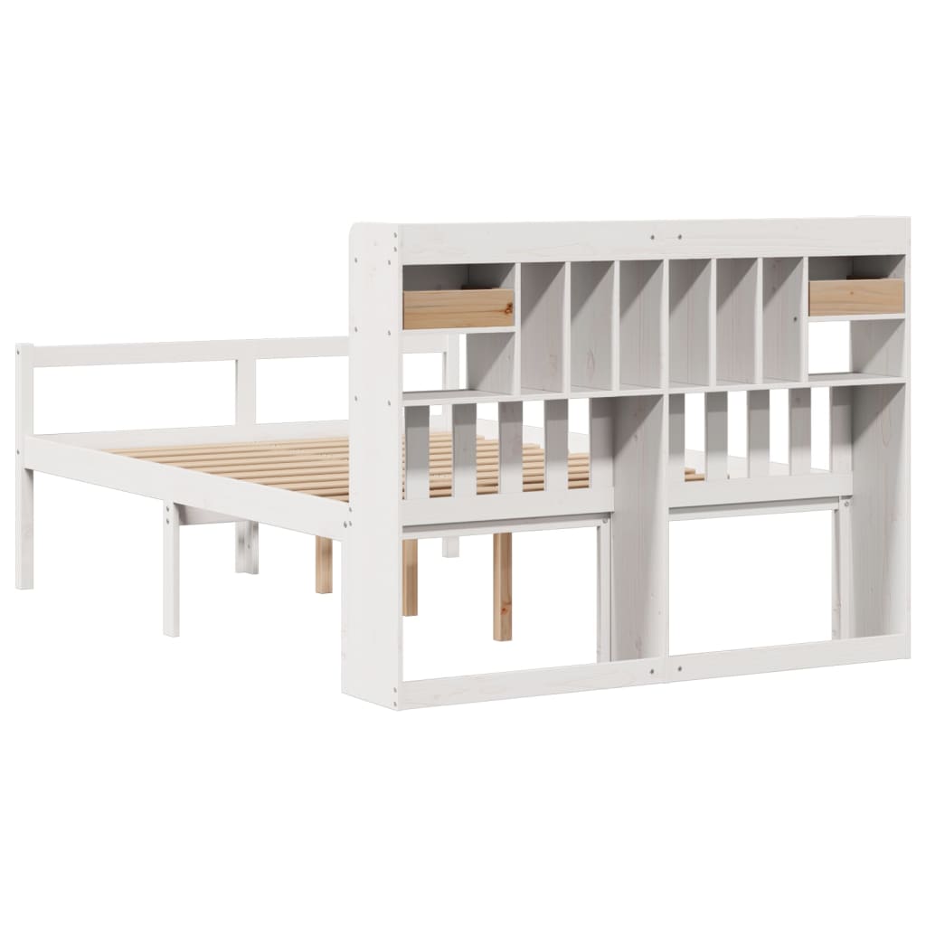 Bed met boekenkast zonder matras grenenhout wit 150x200 cm is nu te koop bij PeponiXL, paradijselijk wonen!