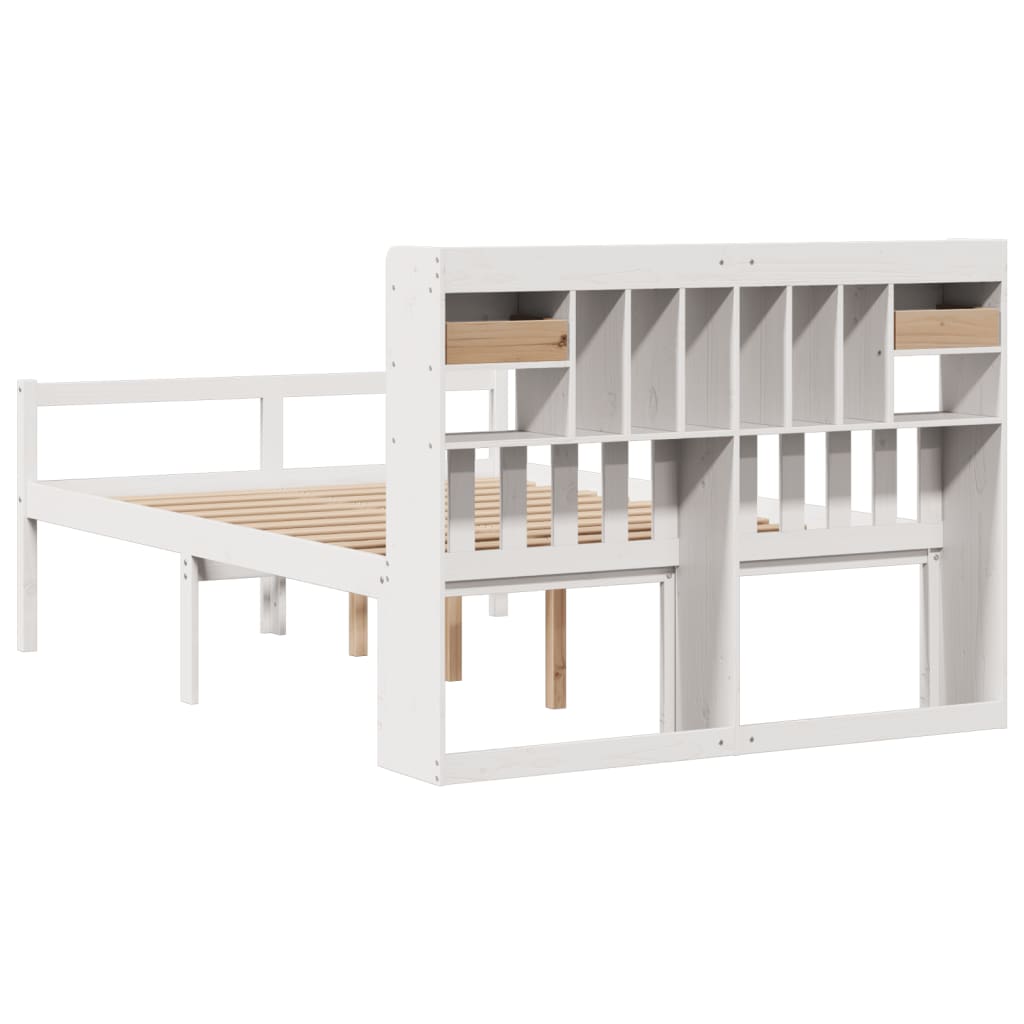 Bed met boekenkast zonder matras grenenhout wit 160x200 cm is nu te koop bij PeponiXL, paradijselijk wonen!