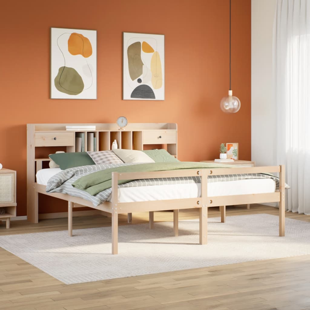 Bed met boekenkast zonder matras massief grenenhout 180x200 cm is nu te koop bij PeponiXL, paradijselijk wonen!