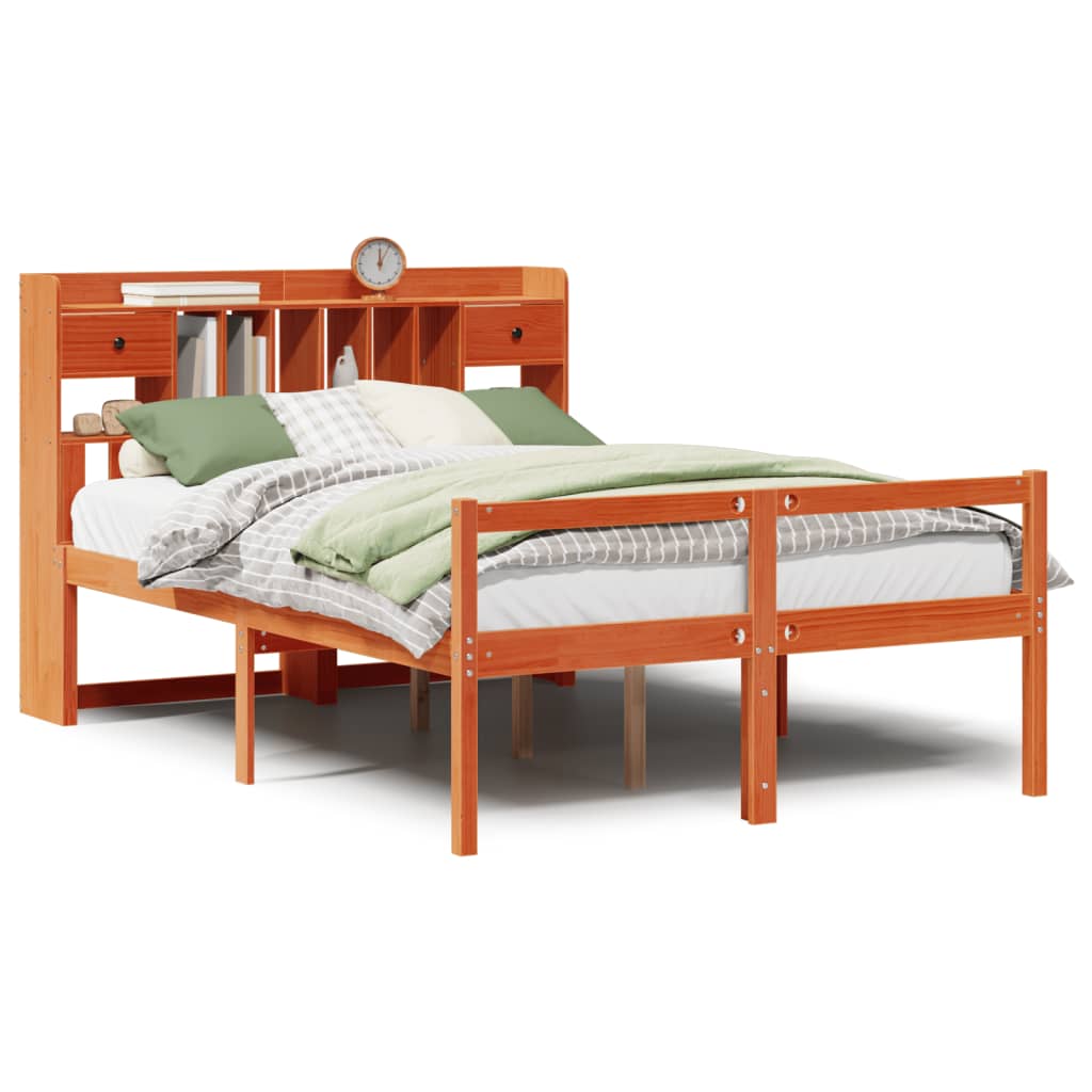 Bed met boekenkast zonder matras grenenhout wasbruin 160x200 cm is nu te koop bij PeponiXL, paradijselijk wonen!