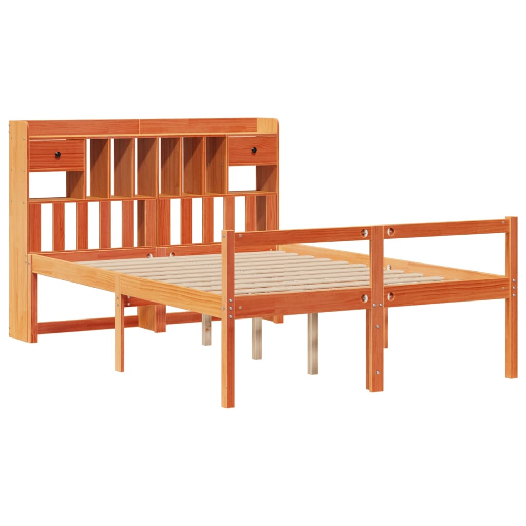 Bed met boekenkast zonder matras grenenhout wasbruin 160x200 cm is nu te koop bij PeponiXL, paradijselijk wonen!