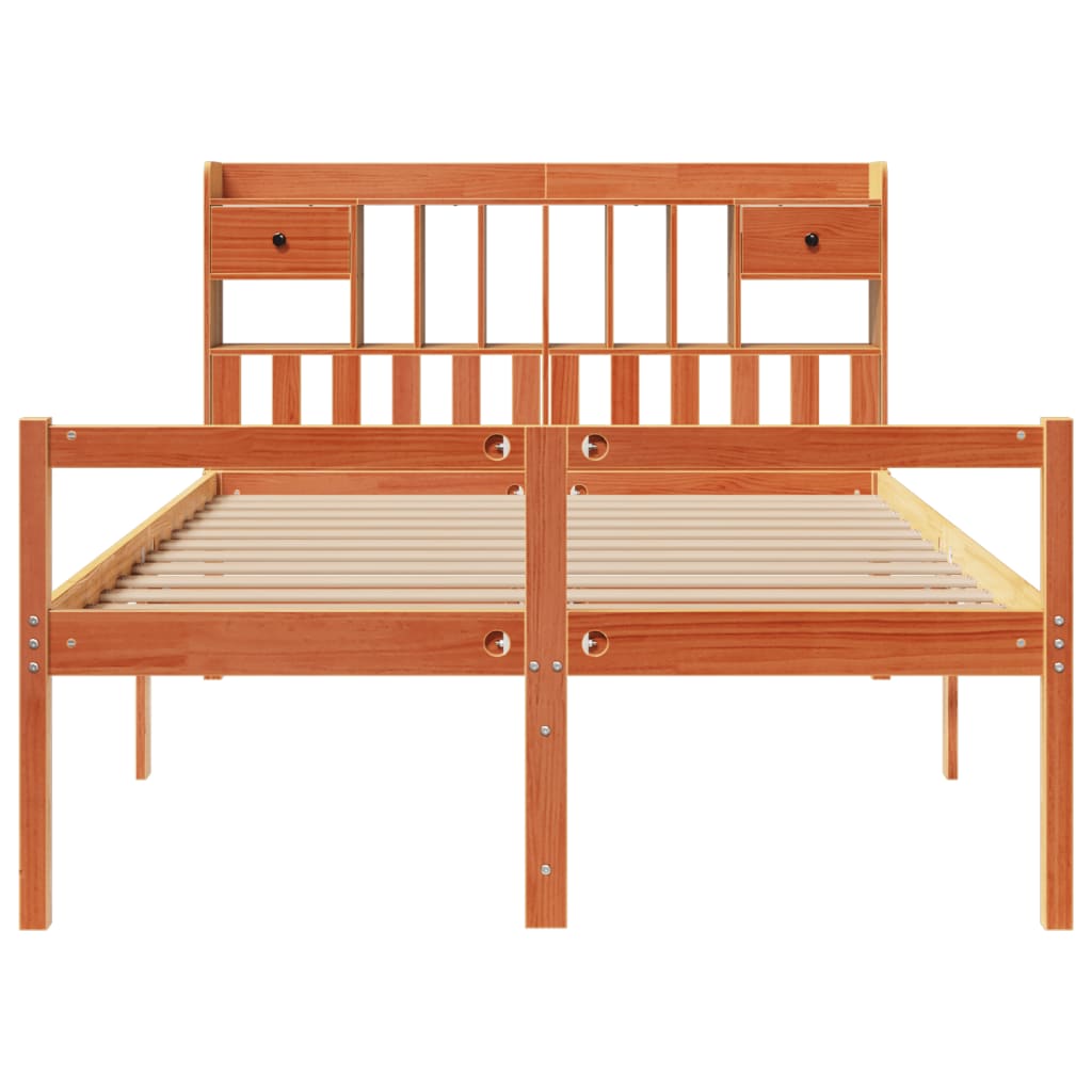 Bed met boekenkast zonder matras grenenhout wasbruin 160x200 cm is nu te koop bij PeponiXL, paradijselijk wonen!