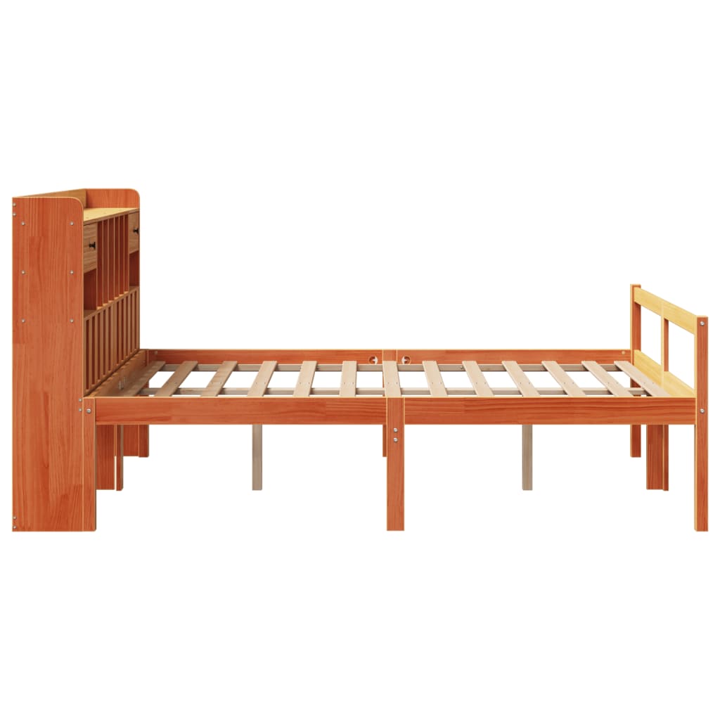 Bed met boekenkast zonder matras grenenhout wasbruin 160x200 cm is nu te koop bij PeponiXL, paradijselijk wonen!