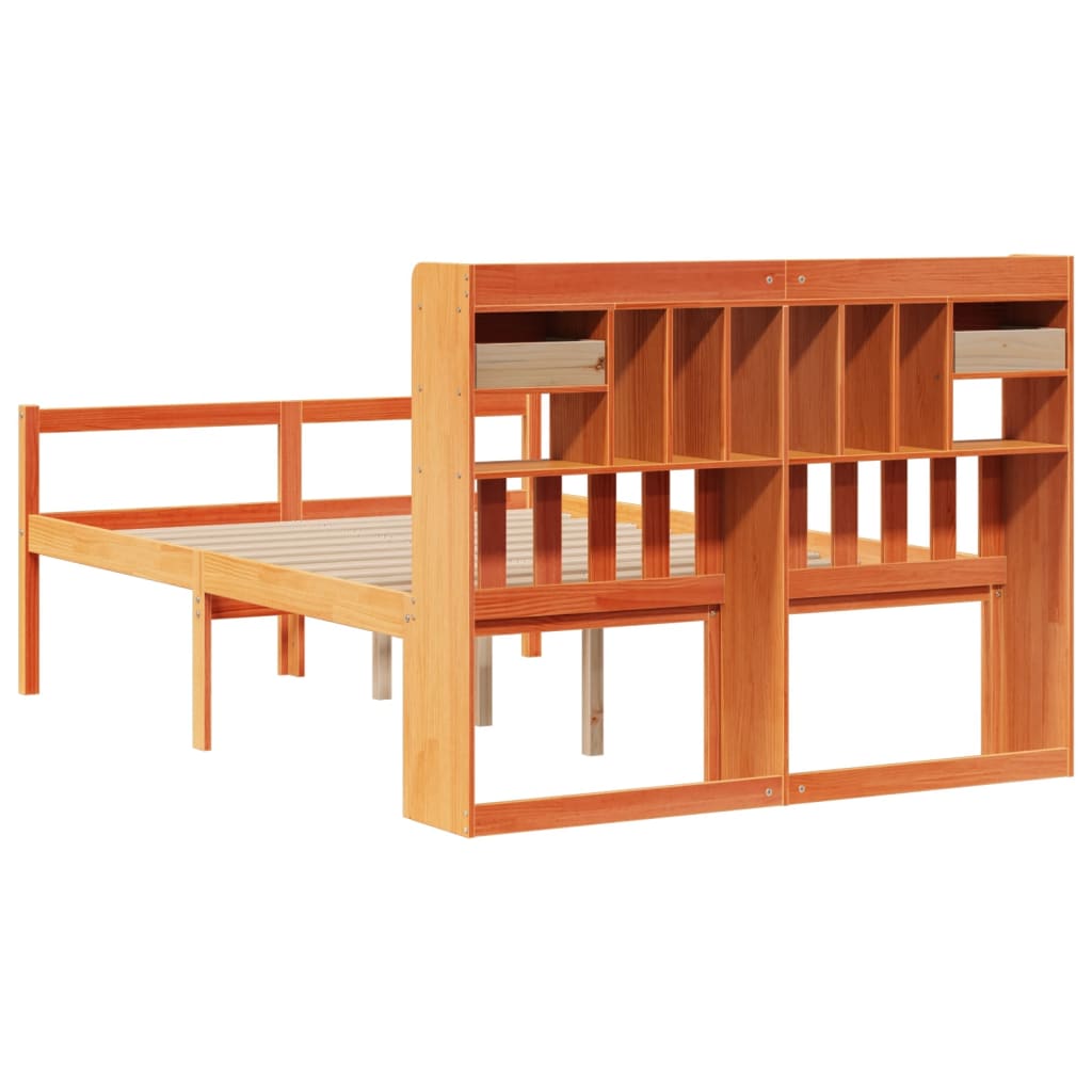 Bed met boekenkast zonder matras grenenhout wasbruin 160x200 cm is nu te koop bij PeponiXL, paradijselijk wonen!