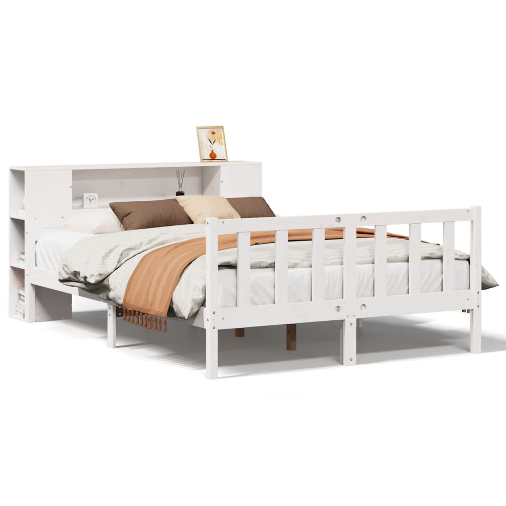 Bed met boekenkast zonder matras grenenhout wit 150x200 cm is nu te koop bij PeponiXL, paradijselijk wonen!