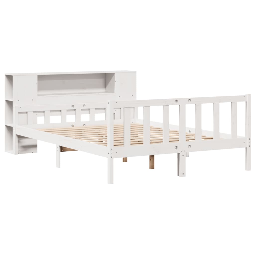 Bed met boekenkast zonder matras grenenhout wit 150x200 cm is nu te koop bij PeponiXL, paradijselijk wonen!