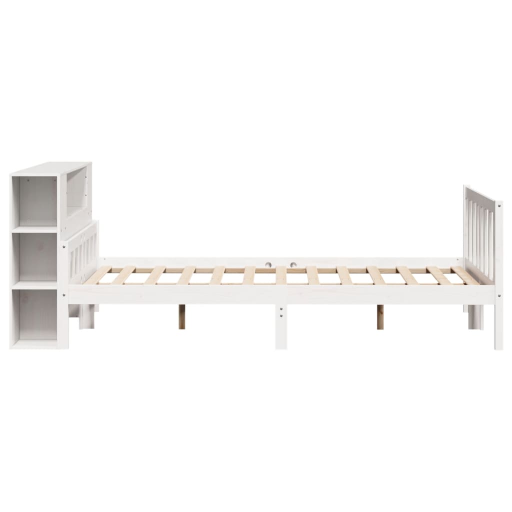 Bed met boekenkast zonder matras grenenhout wit 150x200 cm is nu te koop bij PeponiXL, paradijselijk wonen!