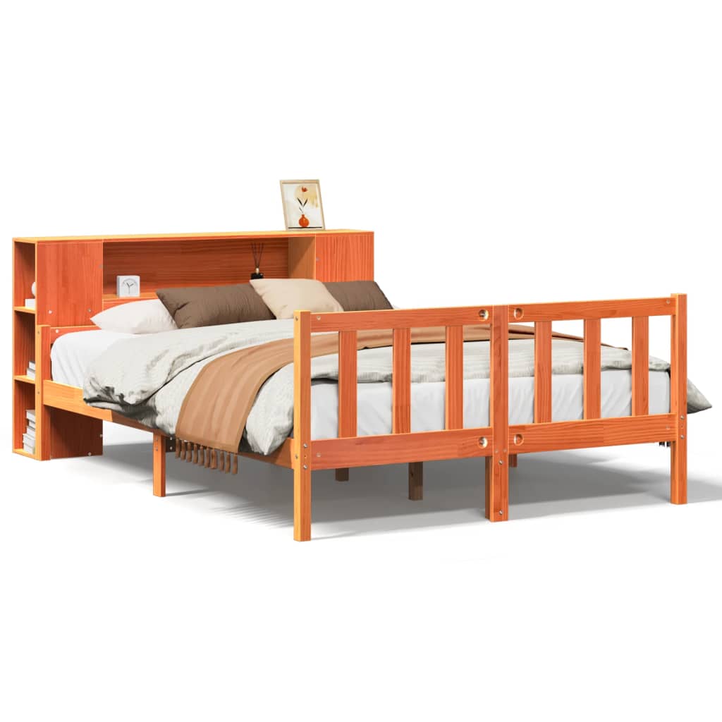 Bed met boekenkast zonder matras hout wasbruin 160x200 cm is nu te koop bij PeponiXL, paradijselijk wonen!