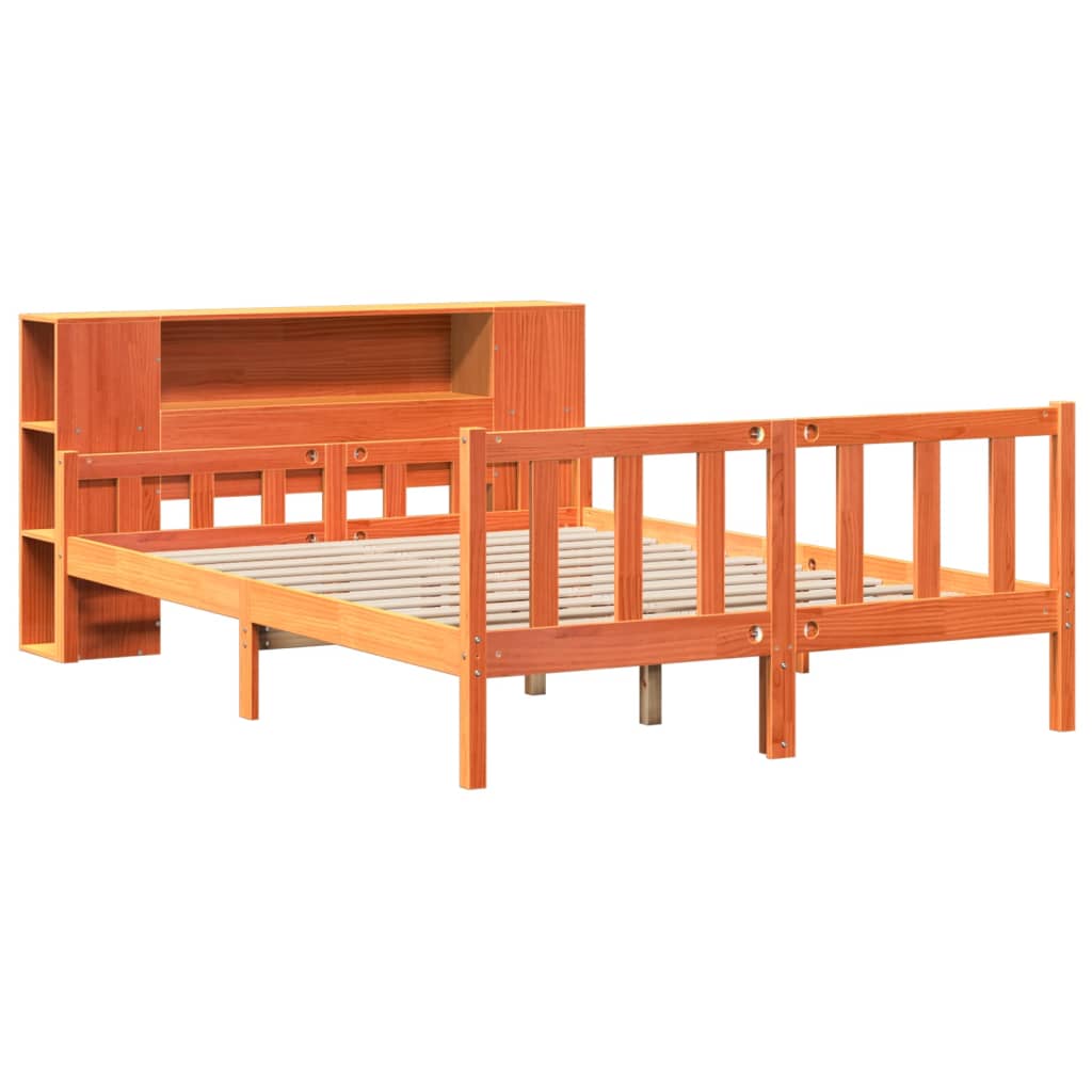 Bed met boekenkast zonder matras hout wasbruin 160x200 cm is nu te koop bij PeponiXL, paradijselijk wonen!