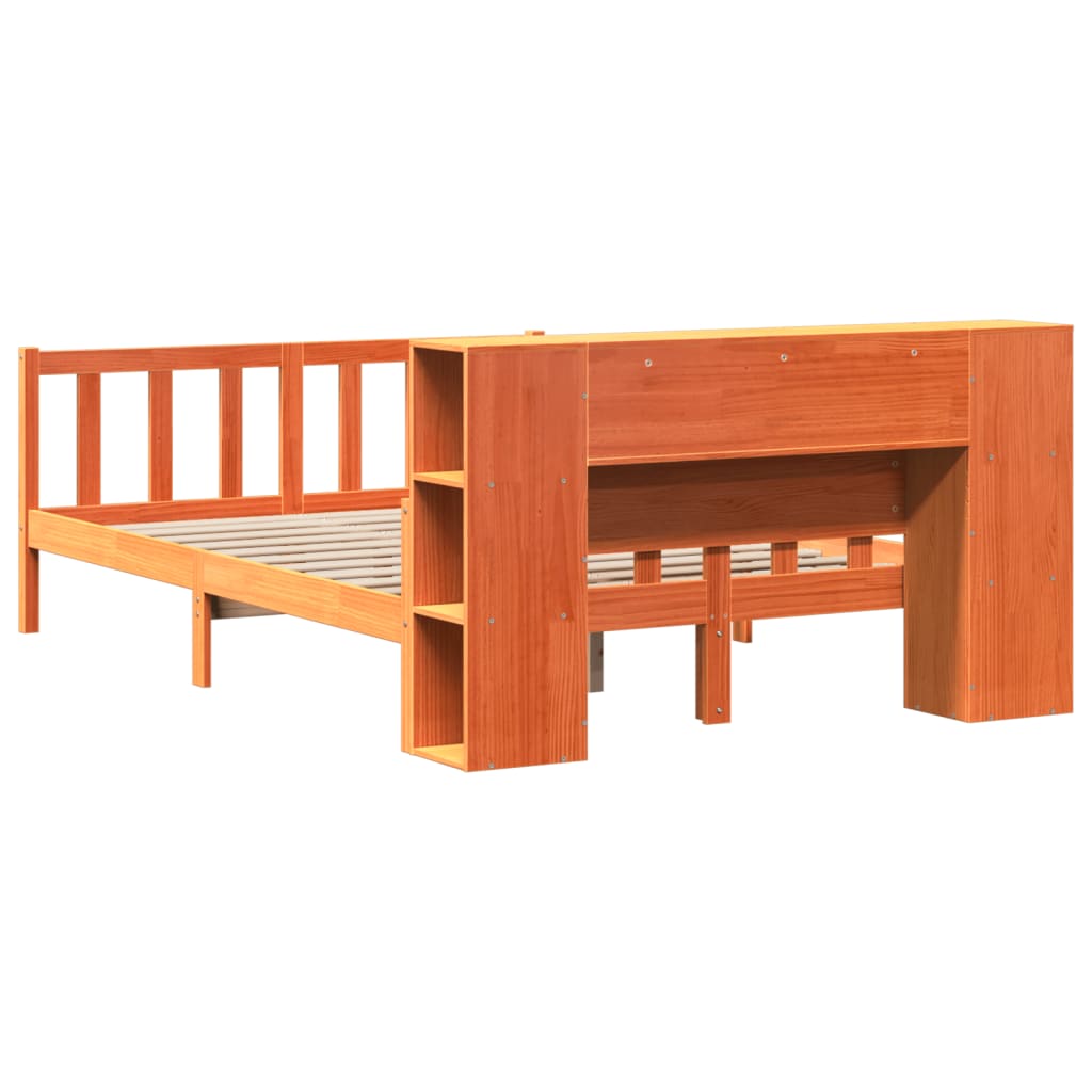 Bed met boekenkast zonder matras hout wasbruin 160x200 cm is nu te koop bij PeponiXL, paradijselijk wonen!