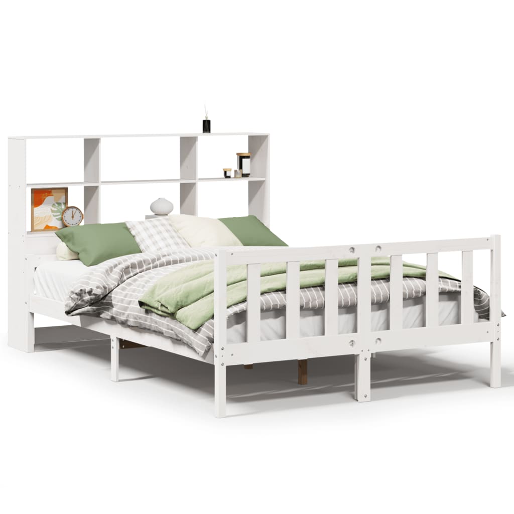 Bed met boekenkast zonder matras grenenhout wit 160x200 cm is nu te koop bij PeponiXL, paradijselijk wonen!