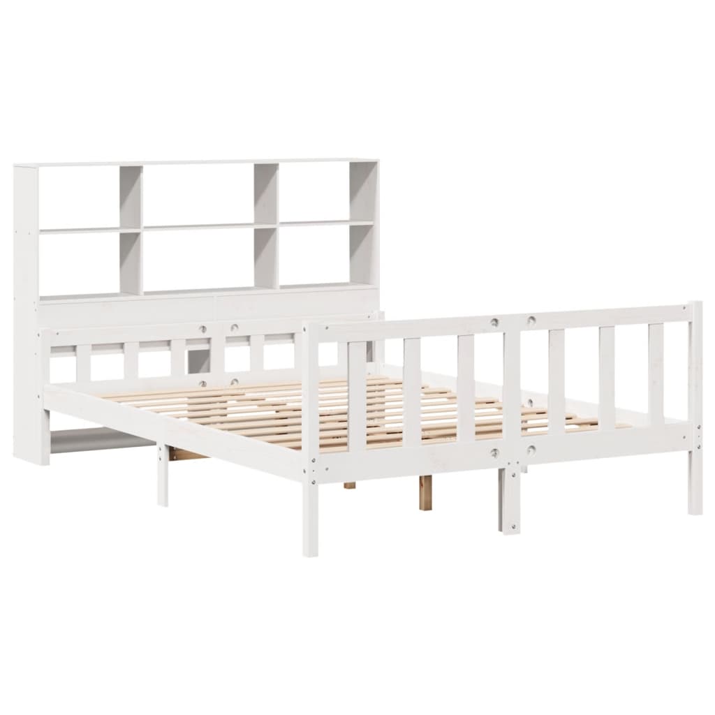 Bed met boekenkast zonder matras grenenhout wit 160x200 cm is nu te koop bij PeponiXL, paradijselijk wonen!