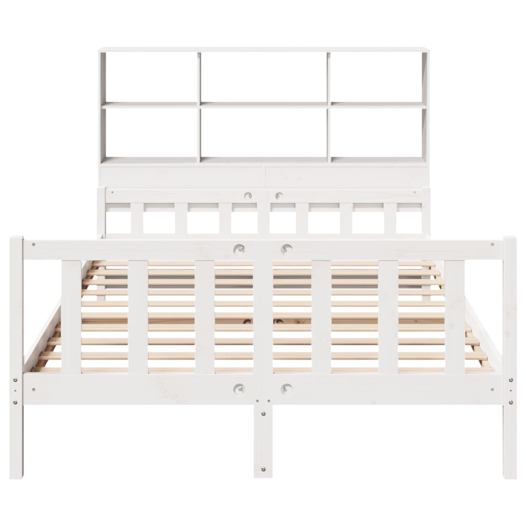 Bed met boekenkast zonder matras grenenhout wit 160x200 cm is nu te koop bij PeponiXL, paradijselijk wonen!