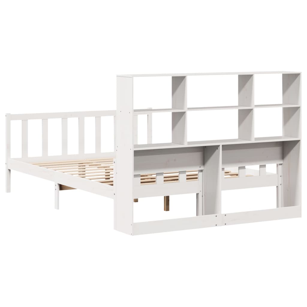 Bed met boekenkast zonder matras grenenhout wit 160x200 cm is nu te koop bij PeponiXL, paradijselijk wonen!