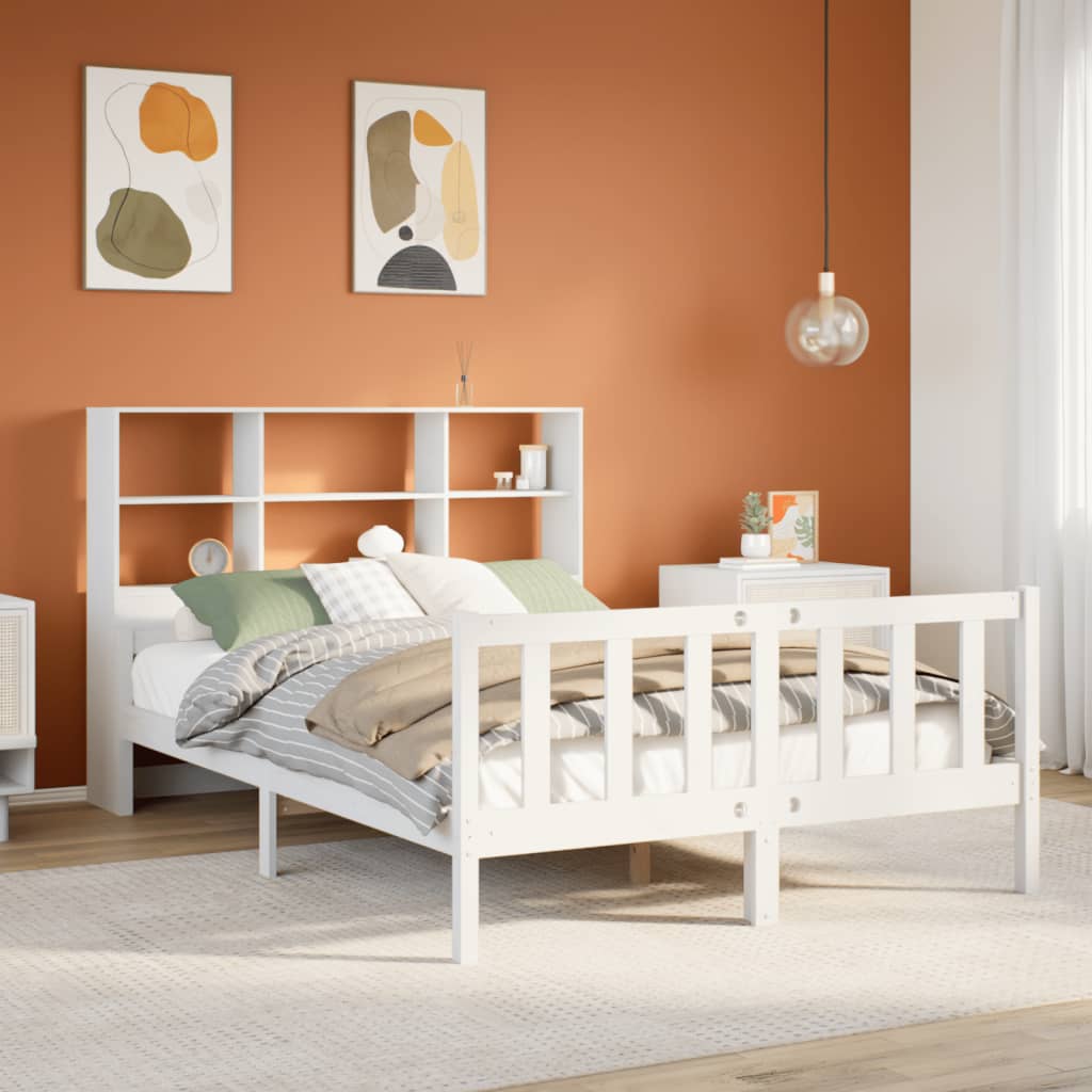 Bed met boekenkast zonder matras grenenhout wit 160x200 cm is nu te koop bij PeponiXL, paradijselijk wonen!