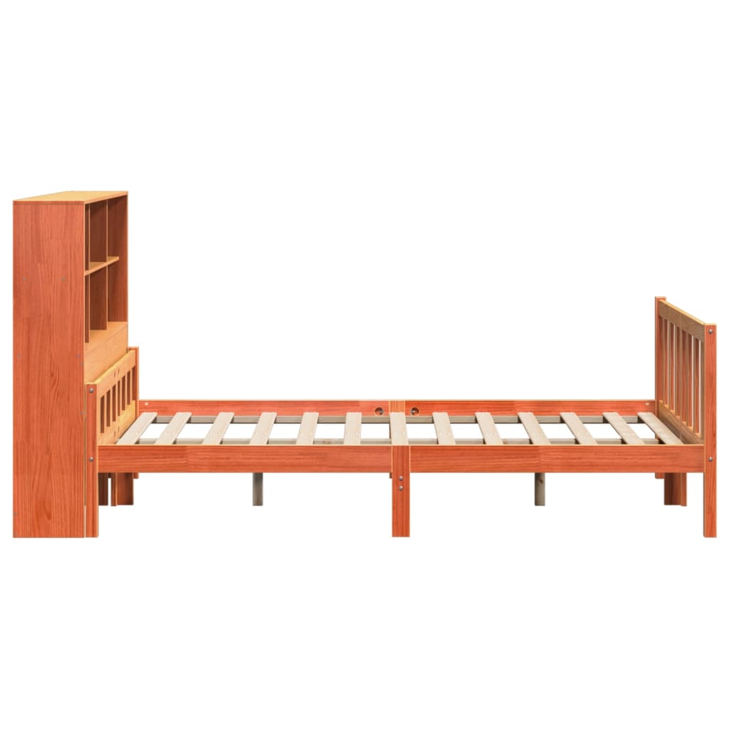 Bed met boekenkast zonder matras hout wasbruin 150x200 cm is nu te koop bij PeponiXL, paradijselijk wonen!