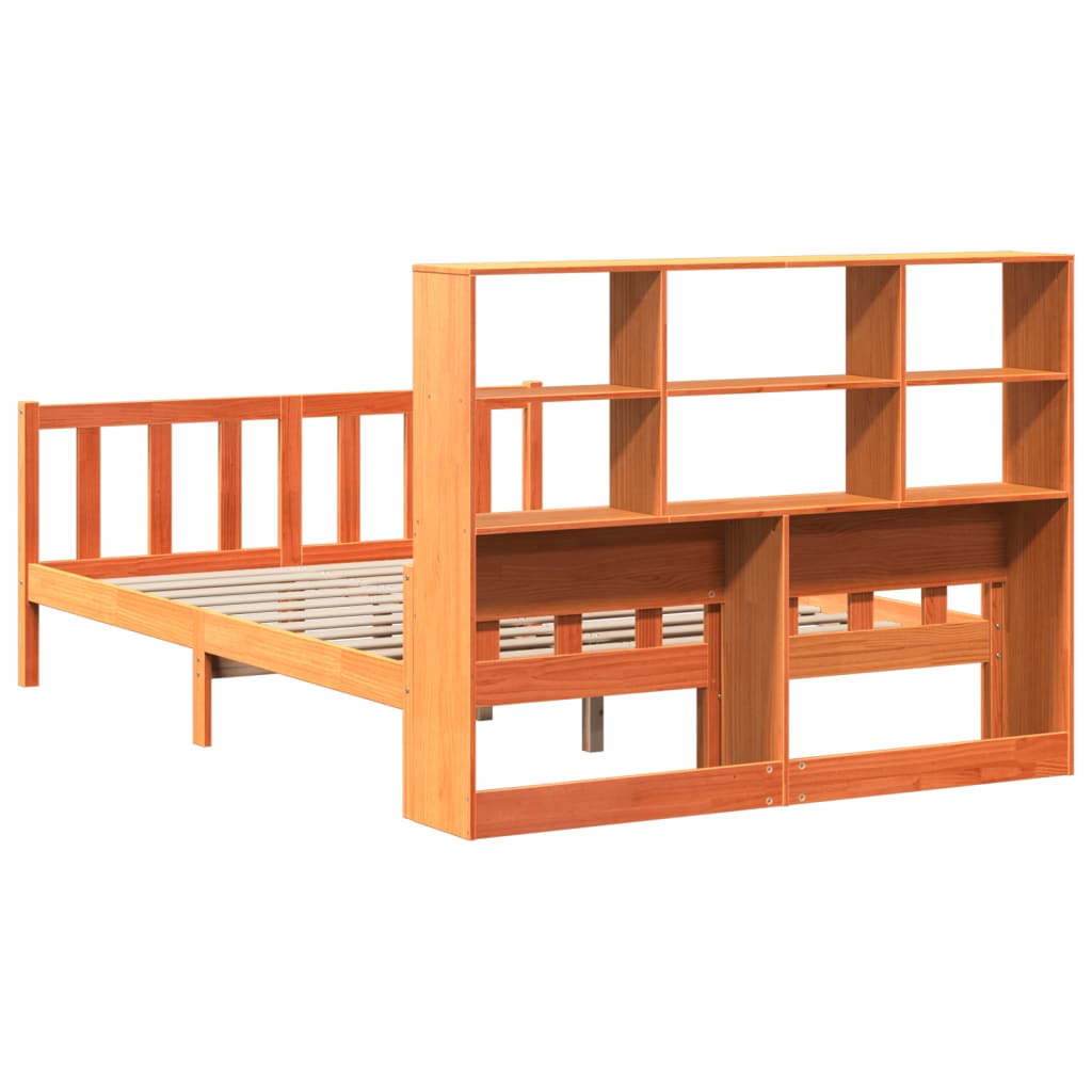 Bed met boekenkast zonder matras hout wasbruin 150x200 cm is nu te koop bij PeponiXL, paradijselijk wonen!