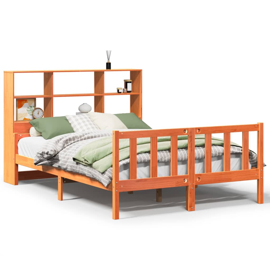 Bed met boekenkast zonder matras hout wasbruin 160x200 cm is nu te koop bij PeponiXL, paradijselijk wonen!