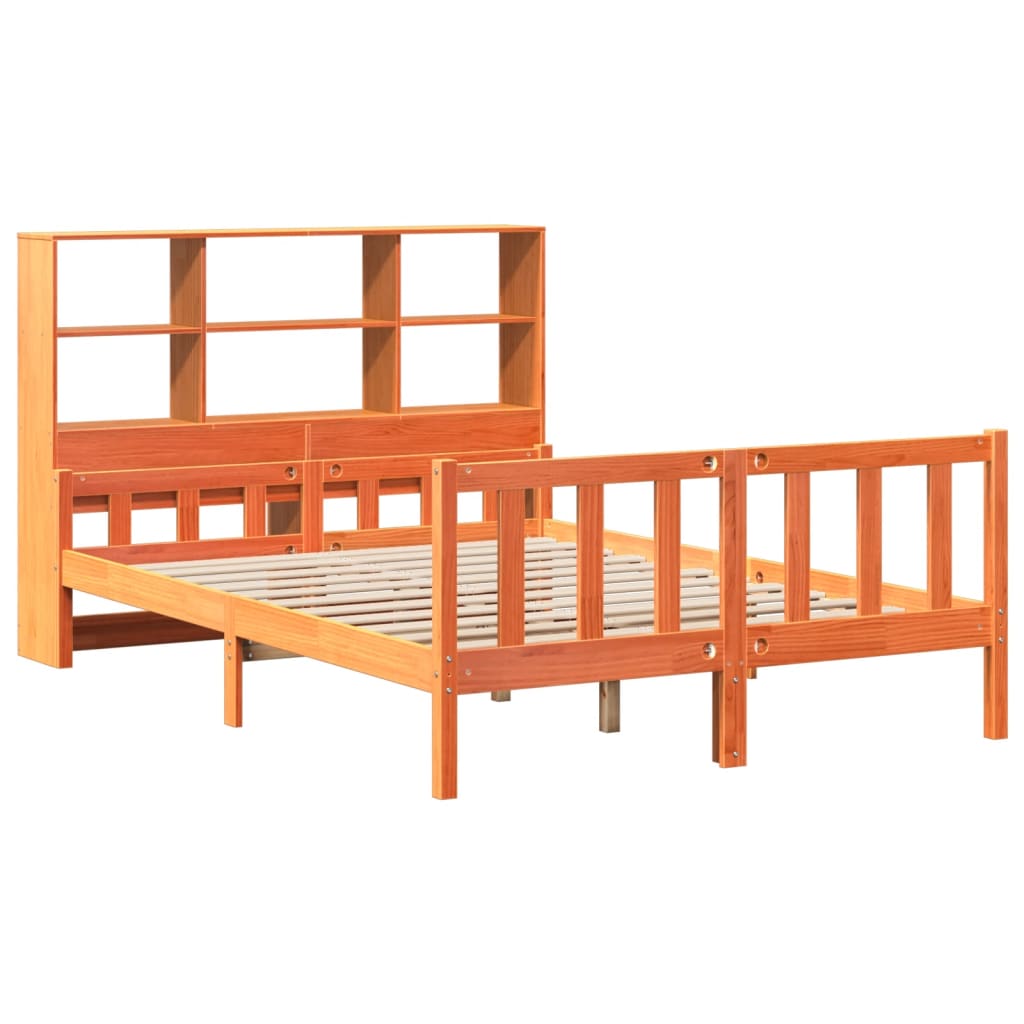 Bed met boekenkast zonder matras hout wasbruin 160x200 cm is nu te koop bij PeponiXL, paradijselijk wonen!