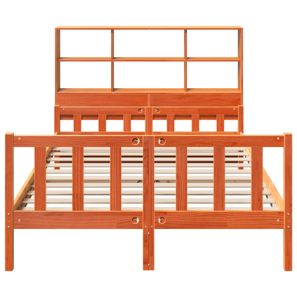 Bed met boekenkast zonder matras hout wasbruin 160x200 cm is nu te koop bij PeponiXL, paradijselijk wonen!
