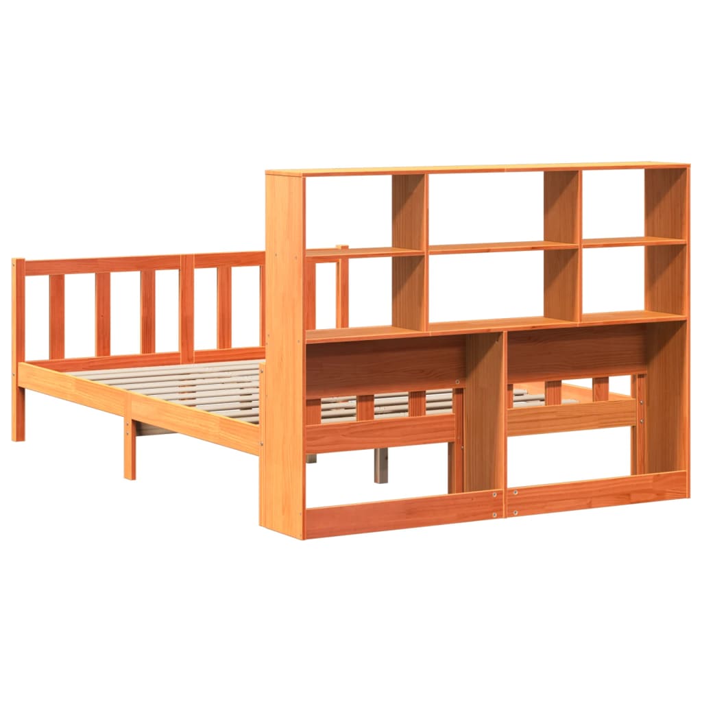Bed met boekenkast zonder matras hout wasbruin 160x200 cm is nu te koop bij PeponiXL, paradijselijk wonen!