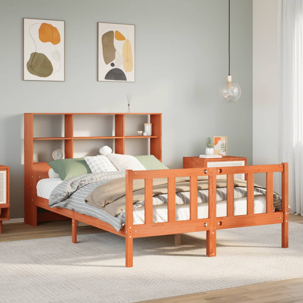 Bed met boekenkast zonder matras hout wasbruin 160x200 cm is nu te koop bij PeponiXL, paradijselijk wonen!