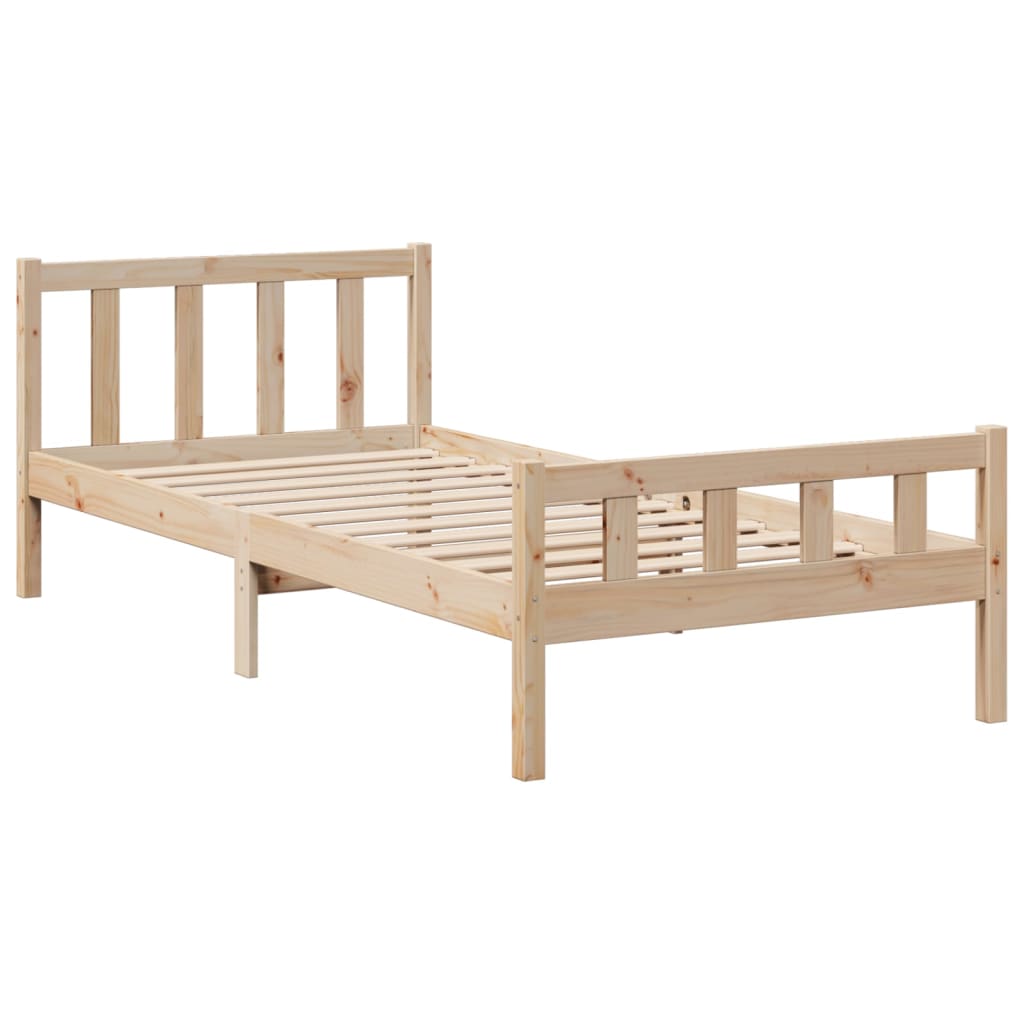 Bed met boekenkast zonder matras massief grenenhout 75x190 cm