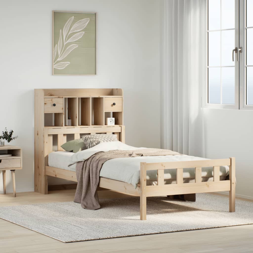 Bed met boekenkast zonder matras massief grenenhout 90x190 cm is nu te koop bij PeponiXL, paradijselijk wonen!