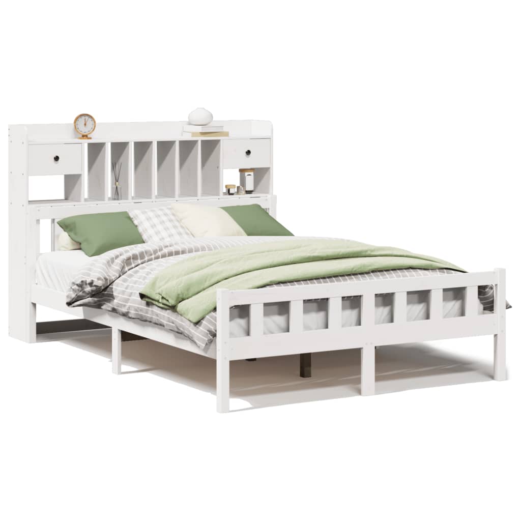Bed met boekenkast zonder matras grenenhout wit 150x200 cm is nu te koop bij PeponiXL, paradijselijk wonen!