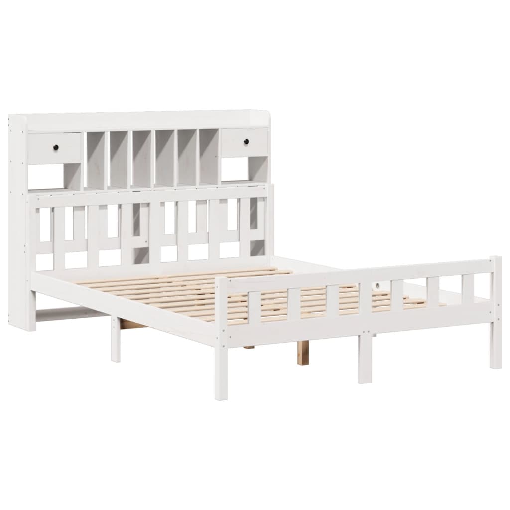 Bed met boekenkast zonder matras grenenhout wit 150x200 cm is nu te koop bij PeponiXL, paradijselijk wonen!