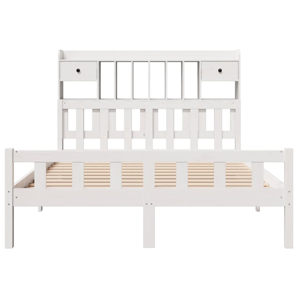 Bed met boekenkast zonder matras grenenhout wit 150x200 cm is nu te koop bij PeponiXL, paradijselijk wonen!
