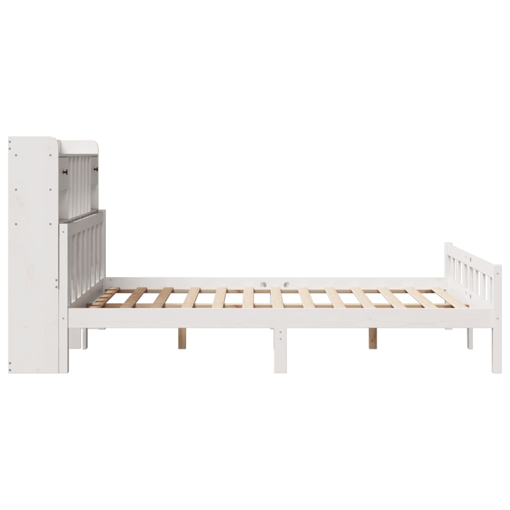 Bed met boekenkast zonder matras grenenhout wit 150x200 cm is nu te koop bij PeponiXL, paradijselijk wonen!