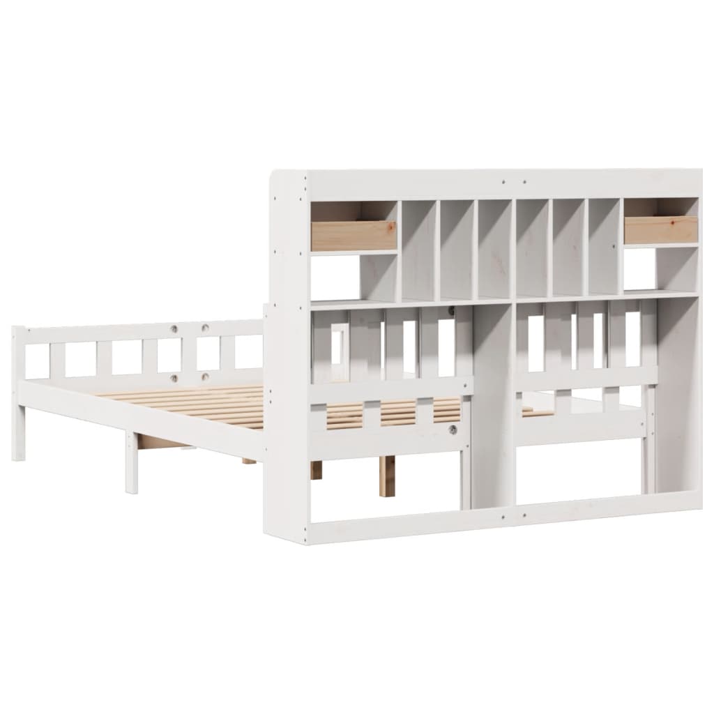 Bed met boekenkast zonder matras grenenhout wit 150x200 cm is nu te koop bij PeponiXL, paradijselijk wonen!