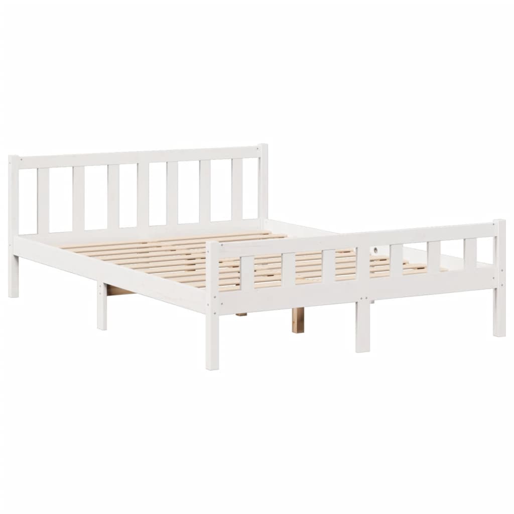 Bed met boekenkast zonder matras grenenhout wit 150x200 cm is nu te koop bij PeponiXL, paradijselijk wonen!
