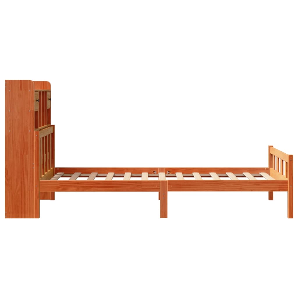 Bed met boekenkast zonder matras grenenhout wasbruin 75x190 cm is nu te koop bij PeponiXL, paradijselijk wonen!