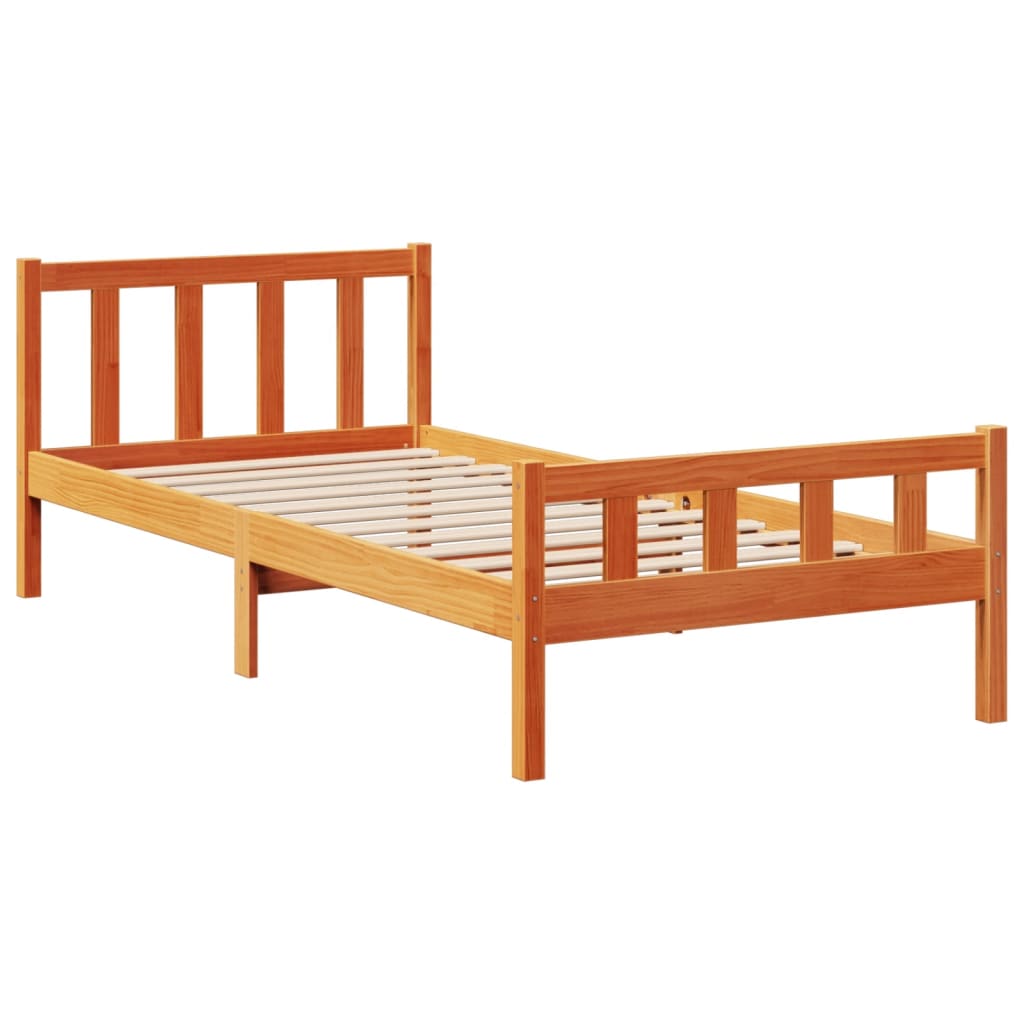 Bed met boekenkast zonder matras grenenhout wasbruin 75x190 cm is nu te koop bij PeponiXL, paradijselijk wonen!