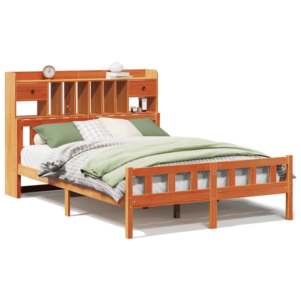 Bed met boekenkast zonder matras grenenhout wasbruin 160x200 cm is nu te koop bij PeponiXL, paradijselijk wonen!