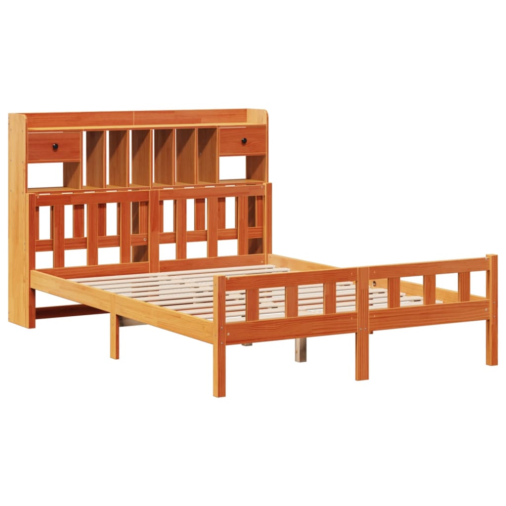 Bed met boekenkast zonder matras grenenhout wasbruin 160x200 cm is nu te koop bij PeponiXL, paradijselijk wonen!