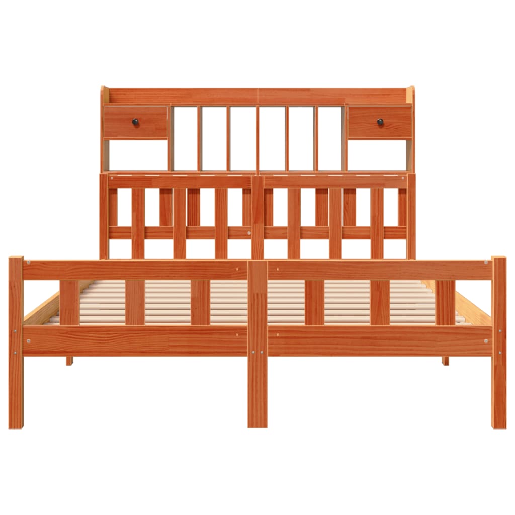 Bed met boekenkast zonder matras grenenhout wasbruin 160x200 cm is nu te koop bij PeponiXL, paradijselijk wonen!