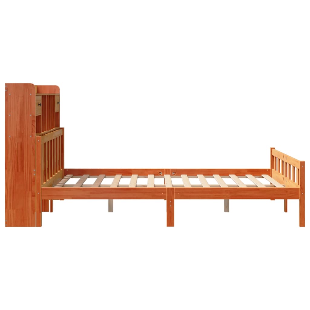 Bed met boekenkast zonder matras grenenhout wasbruin 160x200 cm is nu te koop bij PeponiXL, paradijselijk wonen!